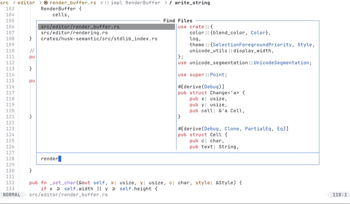 Red using the GitHub Light theme with its file picker and live buffer preview